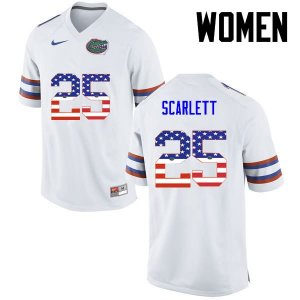 Women's Florida Gators #25 Jordan Scarlett NCAA Nike White USA Flag Fashion Authentic Stitched College Football Jersey ZXX5562TA